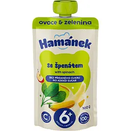 Пюре Hamanek Pouch Яблуко з бананом та шпинатом 100 г