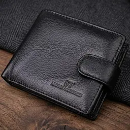 Гаманець для чоловіків зручного розміру із натуральної шкіри ST Leather 22461 чорний - мініатюра 1