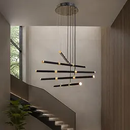 Підвісна LED-люстра Artlight L439/5BK+GD 76 Вт, 3 режими, чорно-золота, Ø60,3 см, від 13-20 м²