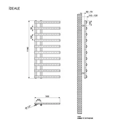Рушникосушка дизайнерська Ideale Emma 11 10/1140/500 чорний, Чорний - мініатюра 3