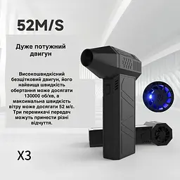 Ручний акумуляторний міні-турбовентилятор, компресор Mini Turbo Jet Fan - мініатюра 5