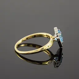 Каблучка з жовтого та білого золота з топазом у формі серця 18 K-0162 - мініатюра 2