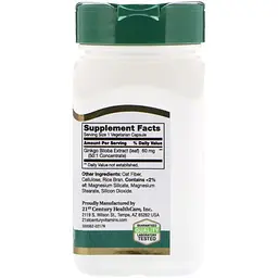 Листя Гінко Білоба 21st Century Ginkgo Biloba Leaf Extract 60 вегетаріанських капсул - мініатюра 2