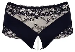 Трусики Cottelli Curves з відкритим кроковим швом та намистинами, 4XL (чорний) - мініатюра 4