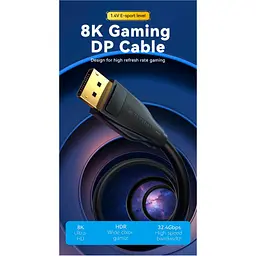 Кабель мультимедійний DisplayPort M to DisplayPort M 1.5m V1.4 8K black Vention (HCDBG) - мініатюра 2