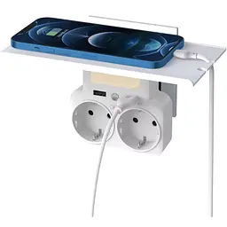 Мережевий фільтр-розгалужовач XO WL09 (2 х розетки 2 х USB) білий - мініатюра 3