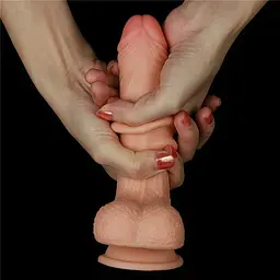 Фалоімітатор LoveToy Sliding Skin Dong 15.5 см тілесний - мініатюра 8