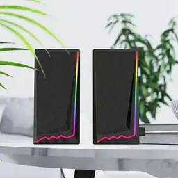 Портативні музичні колонки для комп'ютера від USB 2.0 з підсвічуванням RGB акустика для ПК 3Вт UKC 6644 - мініатюра 4