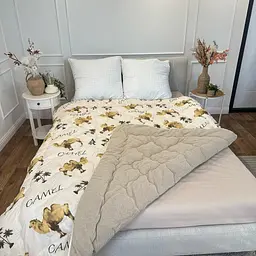 Ковдра двоспальна відкрита двостороння з вовни Arda Camell wool 21437 175х215 см бежева - мініатюра 2