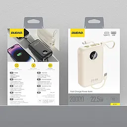 Павербанк Dudao White 20 000 mAh / 22.5 Вт (6977196680023) - мініатюра 8