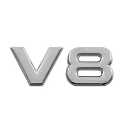 Емблема напис V 8 75х32 мм Хром роздільний на скотчі метал.