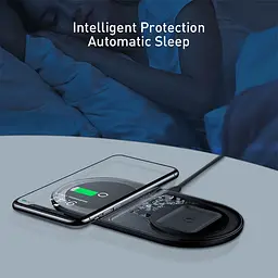 Зарядний пристрій BASEUS Simple 2-in-1 Wireless Charger 18W Max (WXJK-01) чорний - мініатюра 7
