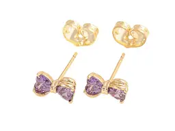 Сережки Xuping пусети Позолота 14K Бузкові кристальні банти (311578)