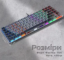 Клавіатура ігрова механічна GamePro MK-140R USB Red Swich Low Profile Dark Gray - мініатюра 10