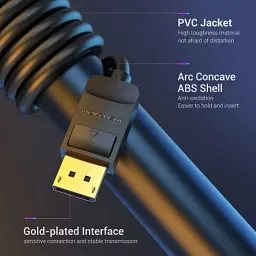 Кабель мультимедійний DisplayPort M to DisplayPort M 1.5m 4K60Hz black Vention (HACBG) - мініатюра 4