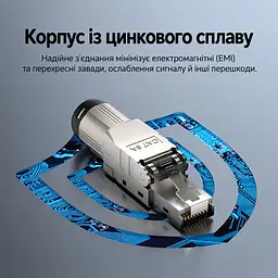 Екранований мережевий штекер Vention 10 шт. конектор RJ45 8P8C Cat6A FTP для мереж 10 Гбіт/с монтаж без обтискних кліщів для жил 23–26 AWG для кабелю діаметром до 8,7 мм організатор для проводів діаметром до 1,6 мм багаторазове використання схеми T568A і T568B фіксація кабелю стопорною гайкою позолочені контакти сірий (IDPH0-10) - мініатюра 10