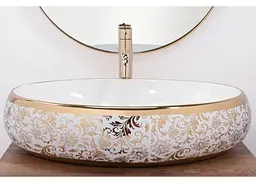 Умивальник Rea Meryl 60x40,5 white-gold (REA-U5054), Глянцева - мініатюра 2