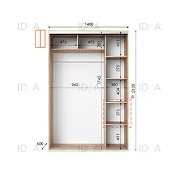 Шафа-купе Idea серія 5 140 x 60 x 210 см Дуб сонома - мініатюра 2