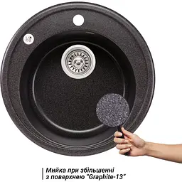 Кухонна мийка Lidz D510/200 GRF-13 графіт (LIDZGRF13D510200) - мініатюра 6