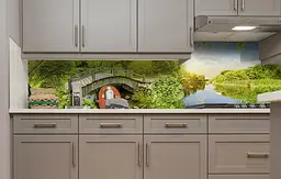 Вініловий кухонний фартух Дерев'яний міст Річка наклейка для кухні ПВХ Природа Зелений Happy Pocket Z181791 - мініатюра 4