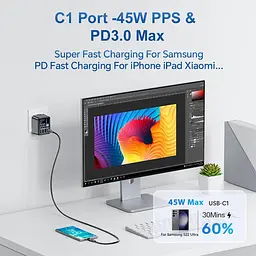 Адаптер - зарядний пристрій ASOMETECH 72W 4 port intelligence charger WLX-A9T - мініатюра 5