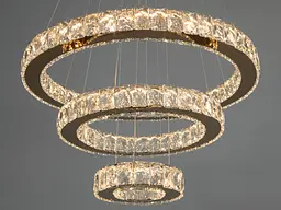 Люстра LED Diasha 7201-8A/580+400+200G кільцева, 66W, золото, регульована висота, пульт ДУ, IP20, сучасний стиль для дому - мініатюра 2