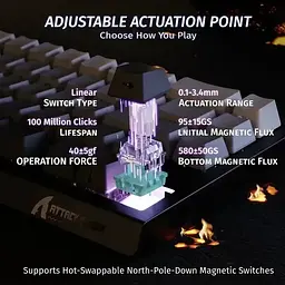 Ігрова магнітна клавіатура ATTACK SHARK X68 HE,RGB,Rapid Trigger, Чорний з лініями - мініатюра 8