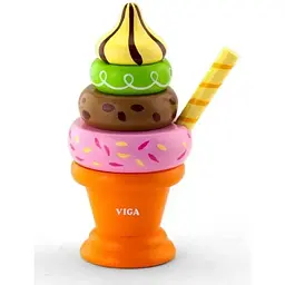 Пірамідка Морозиво Viga Toys 51322 Помаранчевий дерев'яна іграшка