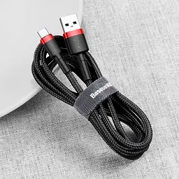 Кабель Baseus Cafule USB-A to USB-C 3m Red/Black (CATKLF-U91) [169554] - мініатюра 5