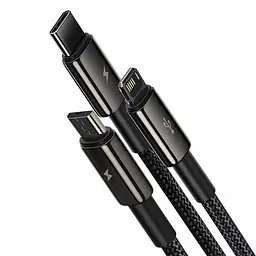 Кабель Baseus Tungsten Gold Cable USB to Type-C/Lightning/MicroUSB 3.5A 1.5m CAMLTWJ-01 Black - мініатюра 4