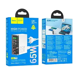 Адаптер мережевий Hoco Fuerza six-port charger N36 |3USB/3Type-C, 65W/3A, PD/QC| - мініатюра 2
