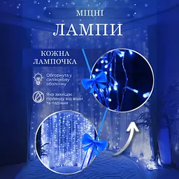 Гірлянда-штора світлодіодна 144 LED розмір 3*2 м, синій GarlandoPro ZWM2320LEDBL - мініатюра 22