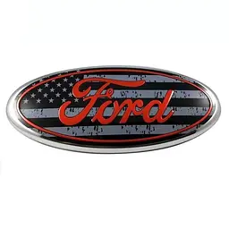 Емблема передня Ford червона + чорний 230х90 мм пластик (на скотчі + 3 направляючі)