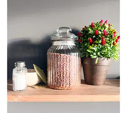 Банка ємність скляна з кришкою для зберігання сипучих продуктів 1150 мл, S&T Прозорий 87085