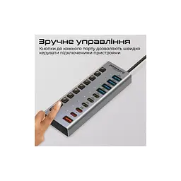 Концентратор Promate USB-C 10-in-1 5xUSB-C + 5xUSB gray (gegahub-5g) - мініатюра 4