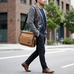 Містка текстильна сумка для ноутбука 13" через плече Vintage 22201коричнева - мініатюра 2
