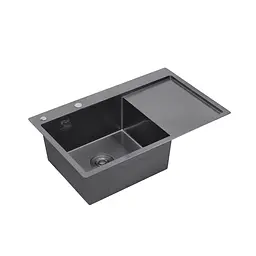 Кухонна мийка Kroner KRP Schwarze - 7849LHM PVD (3,0/1,0 мм) CV025278, Чорний - мініатюра 4