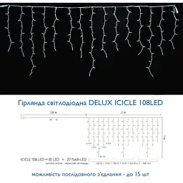 Гірлянда Delux ICICLE flash 108LED 2 х 1 м мульти / білий IP44 EN (90012949) - мініатюра 3