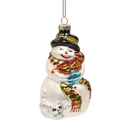 Ялинкова прикраса "Веселий сніговик у чорному капелюсі" 11,6*6,4*7 см, YQ1420414