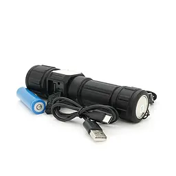 Ліхтарик BP-X708 P90, Zoom, 5+2+2 режими, корпус метал, магніт, акум 18650, індикація заряду, USB кабель, BOX - мініатюра 3
