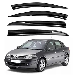 Дефлектори вікон вітровики Renault Megane II 2003-2008 Седан скотч SunPlex (SP-S-07)
