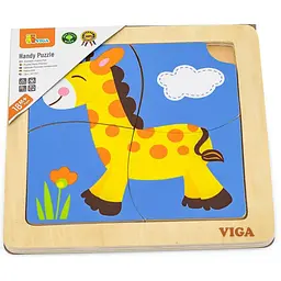 Дерев'яний міні-пазл Viga Toys Жираф 4 елементи (51319) - мініатюра 2