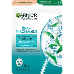 Тканинна маска Garnier Skin Naturals Чиста Шкіра для жирної та проблемної шкіри обличчя 23 г