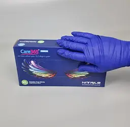Рукавички одноразові нітрилові кобальтові CARE 365, розмір XL, 100 шт, неопудрені, для огляду, клінінгу та сервісу - мініатюра 2