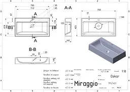 Умивальник Miraggio OSKAR (0000228) Miramarble, Глянцевий, Накладний, Білий - мініатюра 2