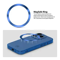 Чехол-накладка для Apple iPhone 14 Pro, Replica MagSafe, синий, противоударный защитный чехол с магнитным кольцом MagSafe, защита всего корпуса, TPU+PC, зеркальный, выступающий бортик вокруг экрана, ArmorStandart (ARM76203) - мініатюра 4