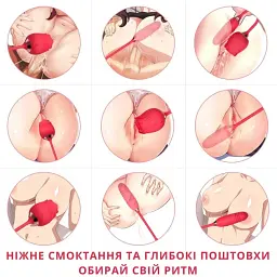 Вібратор та вакуумний стимулятор для клітора I’MCUM Dual Bloom 10 режимів всмоктування та вібрації Червоний (IM-KMG002) - мініатюра 5