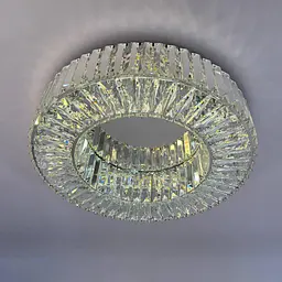 Елегантна стельова LED люстра кришталева для вітальні Linisoln 9597-600 срібляста 60 см 160W - мініатюра 5