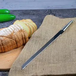 Ніж зубчастий кухонний для нарізки хліба з довгою пилкою з нержавіючої сталі 48 см, Kitchen Master Сріблястий 85528 - мініатюра 2