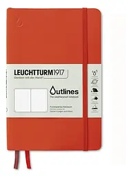 Блокнот Leuchtturm1917 Outlines, Paperback (B6+), Помаранчевий, Крапка (363019)